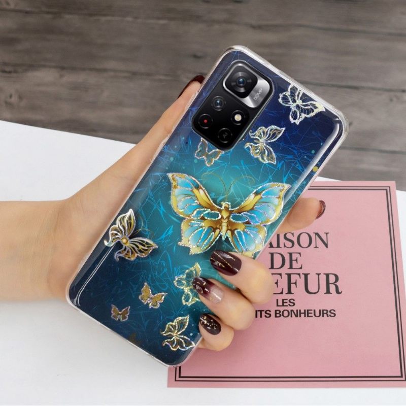 Hoesje voor Poco M4 Pro 5G Anti-fall Siliconen Vlinders