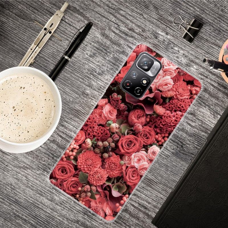 Hoesje voor Poco M4 Pro 5G Rode Bloem