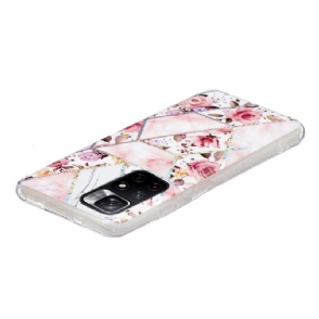 Hoesje voor Poco M4 Pro 5G Siliconenmarmer En Bloemen