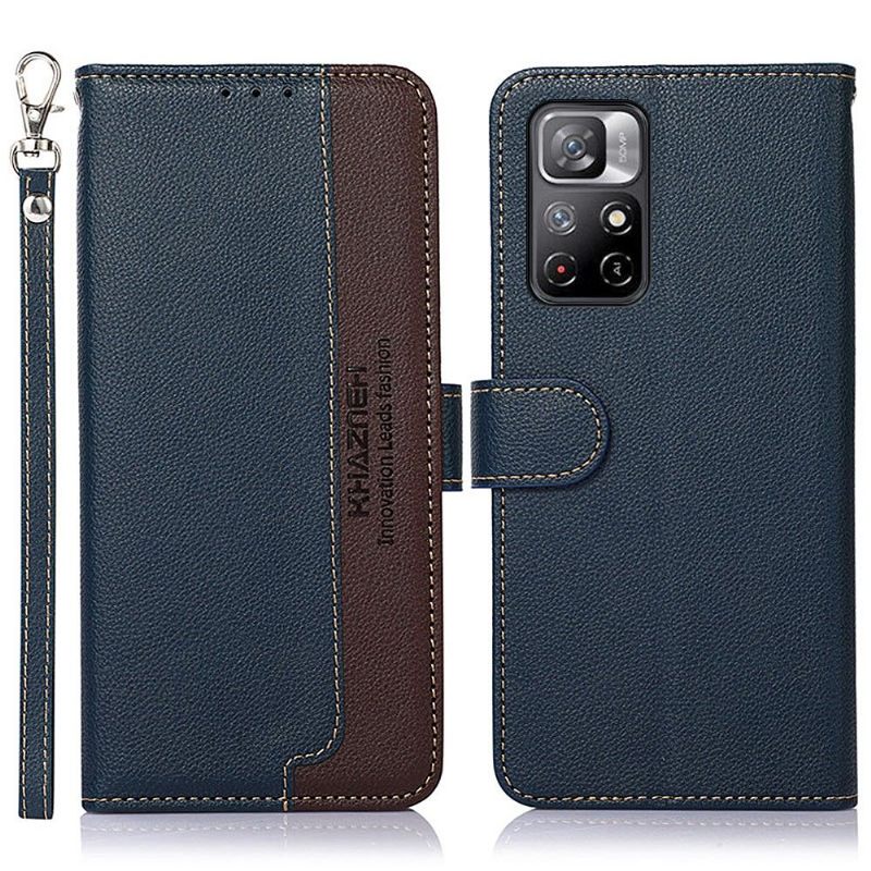 Leren Hoesje voor Poco M4 Pro 5G Khazneh Zichtbare Naden