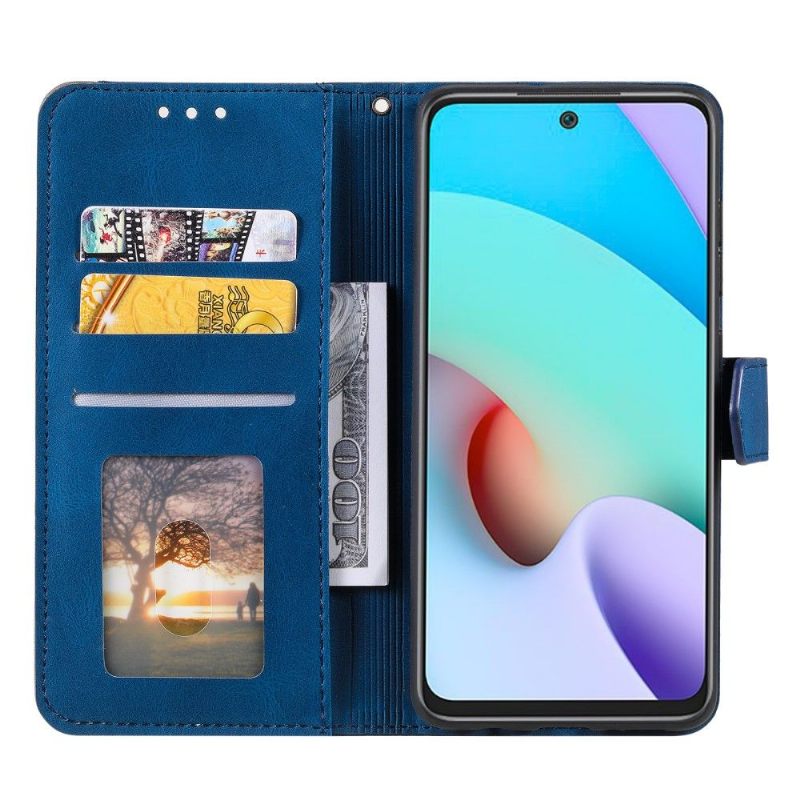 Leren Hoesje voor Poco M4 Pro 5G Met Ketting Folio-hoesje Tweekleurig Folio