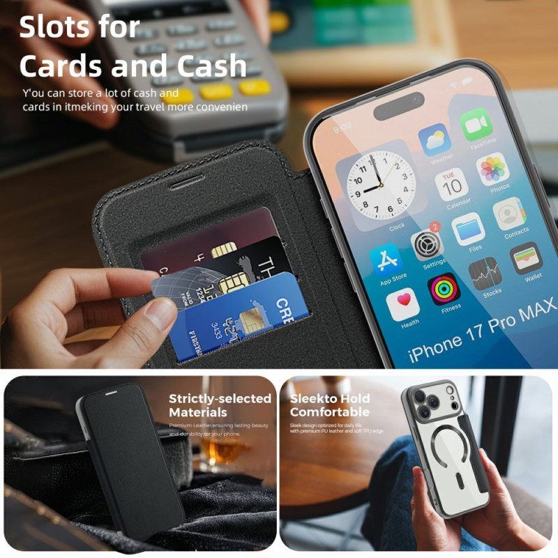 Folio-hoesje iPhone 17 Pro Magsafe-compatibel Met Rfid-blokkering
