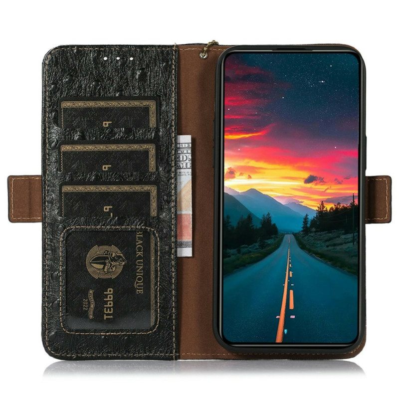 Folio-hoesje iPhone 17 Pro Struisvogelleer Met Textuur