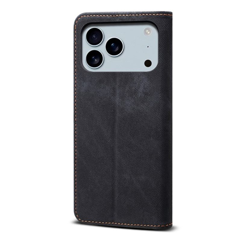 Folio-hoesje iPhone 17 Pro Telefoonhoesje Denimstof