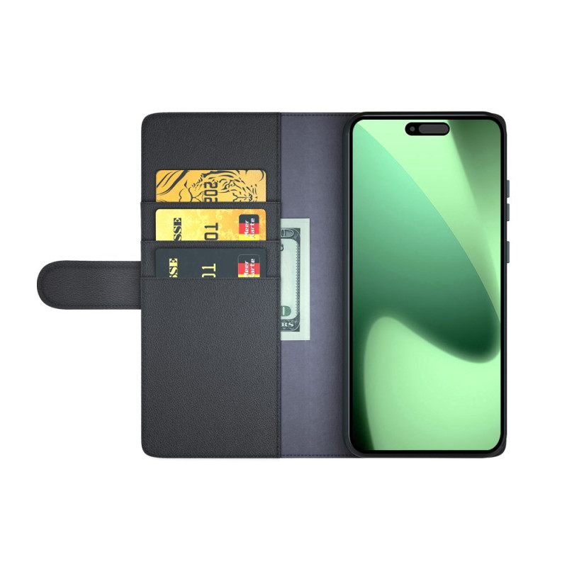 Folio-hoesje iPhone 17 Pro Telefoonhoesje Portemonnee Van Echt Leer
