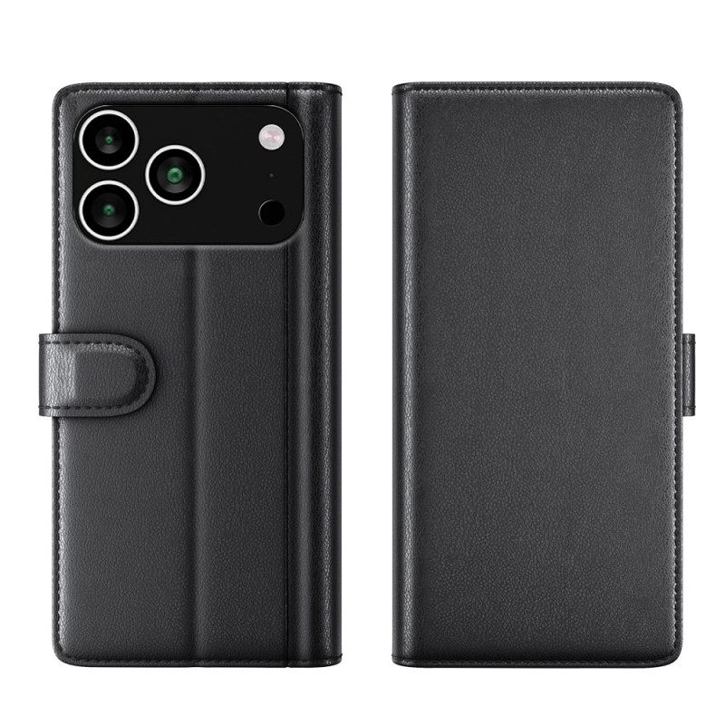 Folio-hoesje iPhone 17 Pro Telefoonhoesje Portemonnee Van Echt Leer