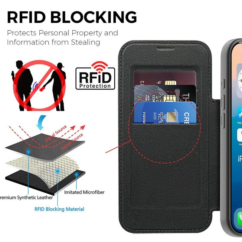 Folio-hoesje Voor iPhone 17 Pro Magsafe-compatibel Gewatteerd