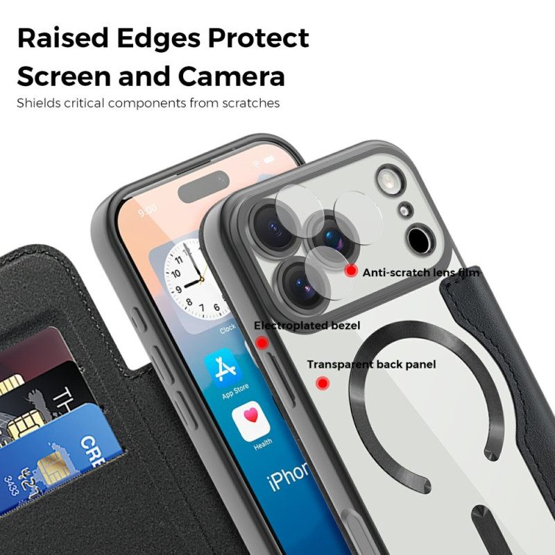Folio-hoesje Voor iPhone 17 Pro Magsafe-compatibel Gewatteerd