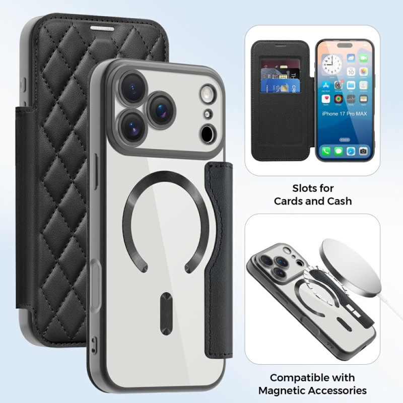 Folio-hoesje Voor iPhone 17 Pro Magsafe-compatibel Gewatteerd