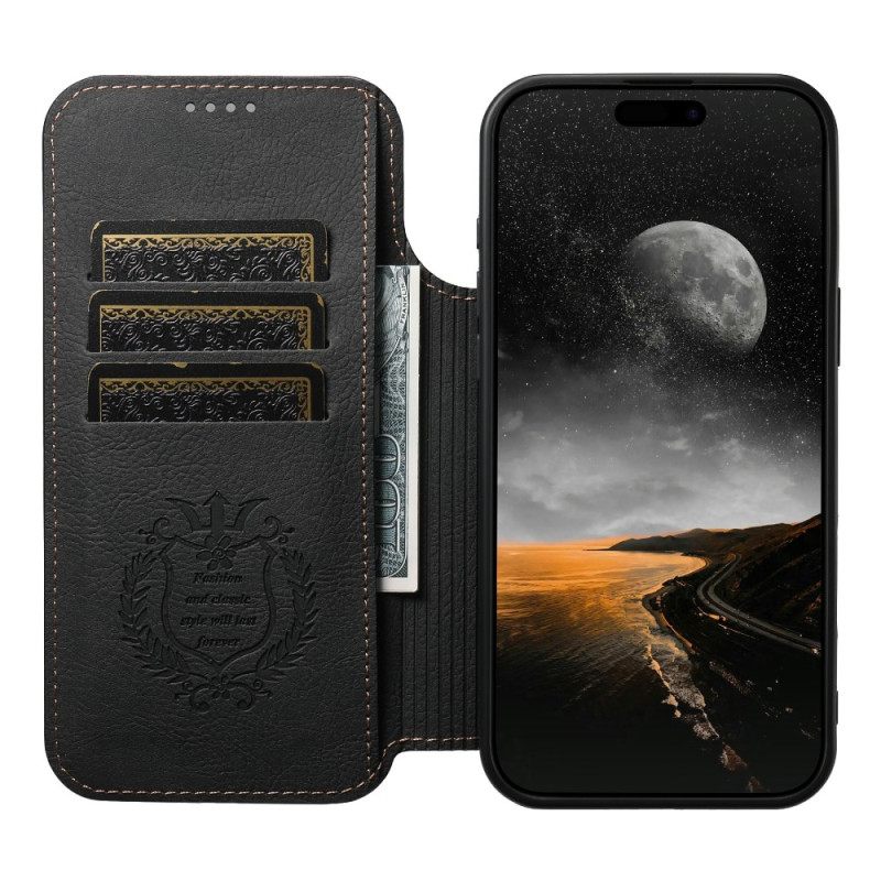 Folio-hoesje Voor iPhone 17 Pro Magsafe-compatibel Vintage Ontwerp