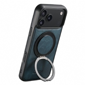 Hoesje iPhone 17 Pro Magsafe-compatibel Gewaxt Leer-effect Met Draaibare Houder