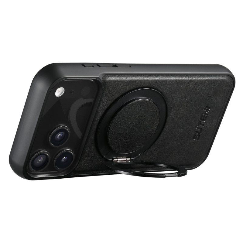 Hoesje iPhone 17 Pro Magsafe-compatibel Gewaxt Leer-effect Met Draaibare Houder