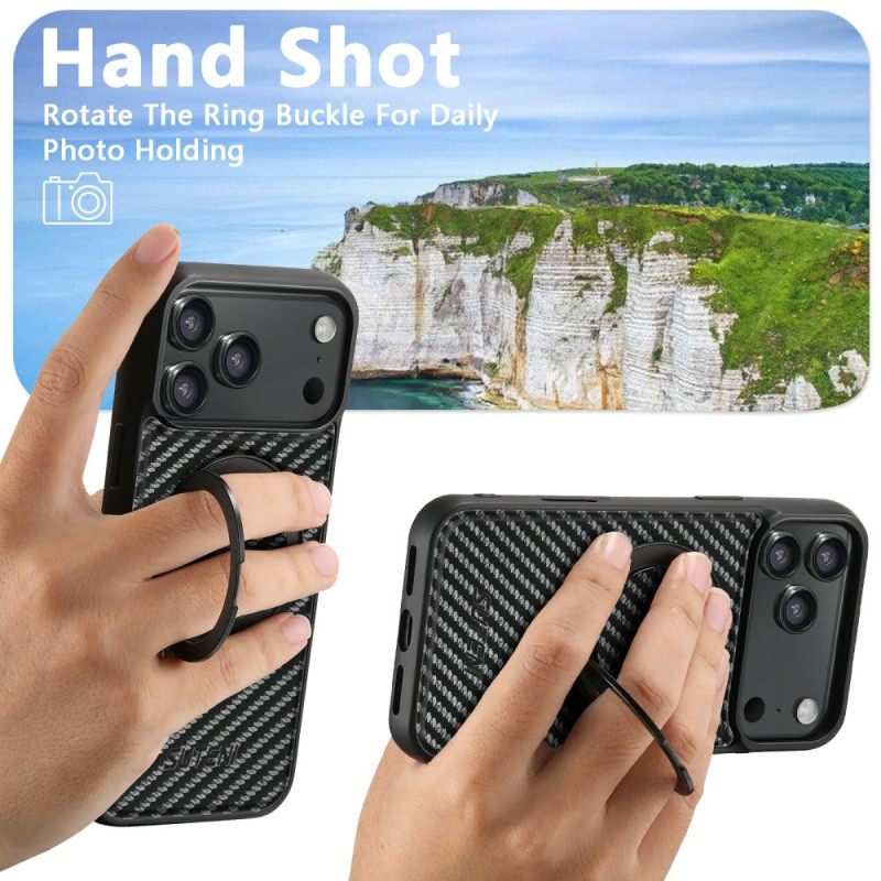 Hoesje iPhone 17 Pro Magsafe Draaibare Houder En Koolstofvezel