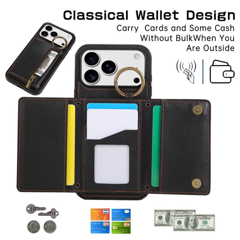 Hoesje iPhone 17 Pro Portemonnee Met Schouderband