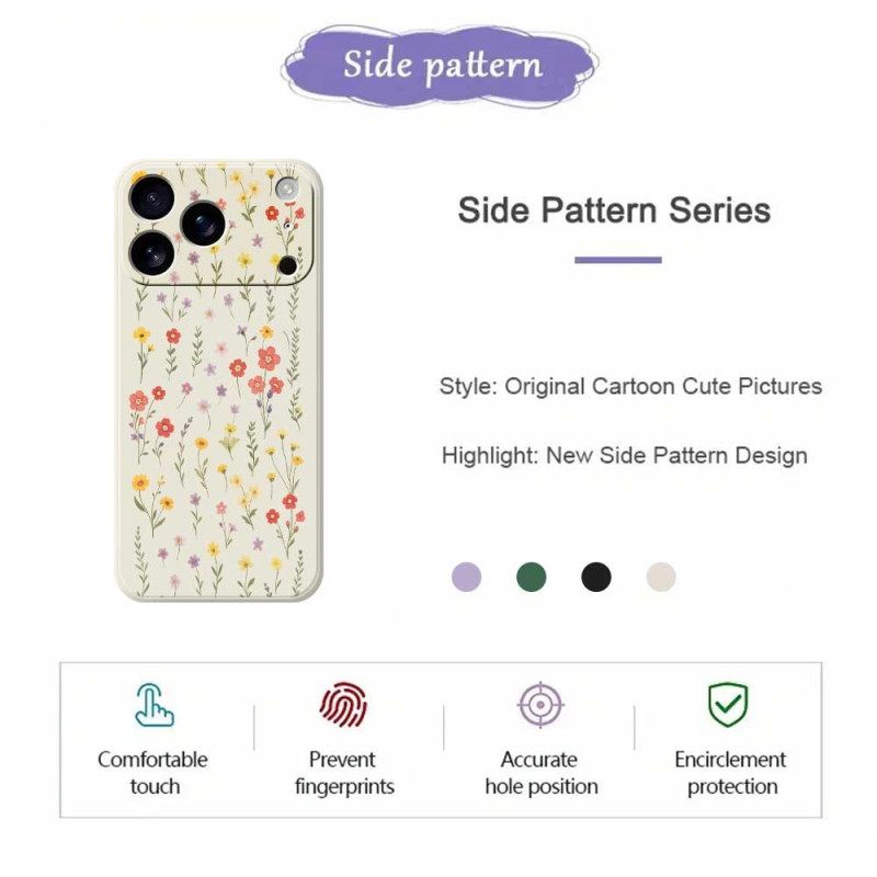 Hoesje Voor iPhone 17 Pro Vloeibare Siliconen Met Bloemen