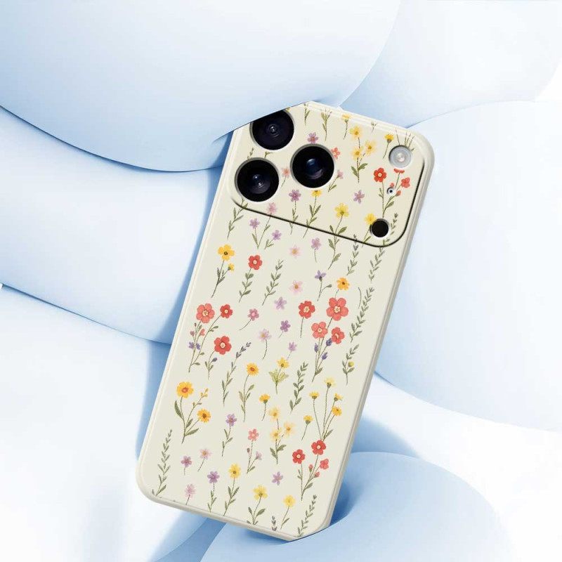 Hoesje Voor iPhone 17 Pro Vloeibare Siliconen Met Bloemen