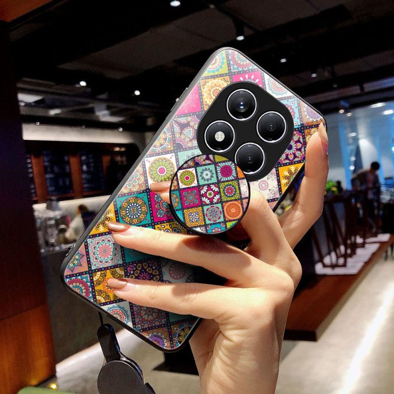 Case Hoesje Xiaomi Redmi Note 14 Pro 4g Telefoonhoesje Patchwork Patroon Standaard En Bandje