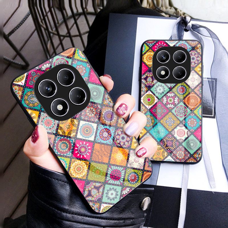Case Hoesje Xiaomi Redmi Note 14 Pro 4g Telefoonhoesje Patchwork Patroon Standaard En Bandje