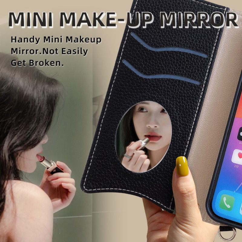 Flip Case Leren Xiaomi Redmi Note 14 Pro 4g Tweekleurige Portemonnee Met Ketting