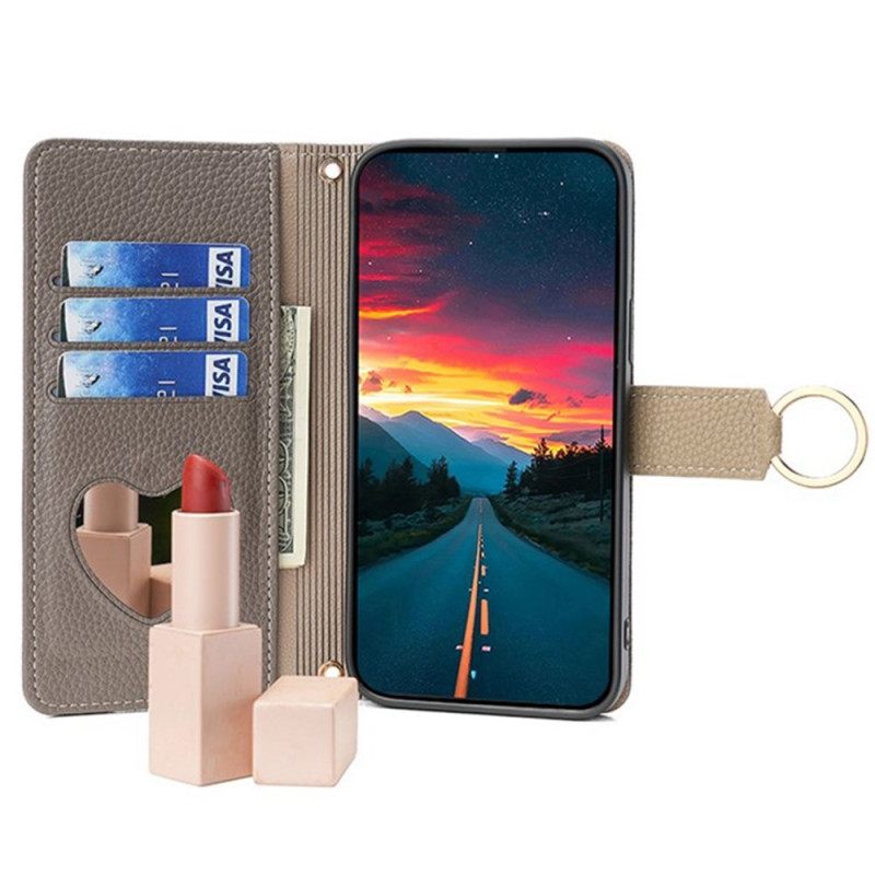 Folio-hoesje Xiaomi Redmi Note 14 Pro 4g Spiegelportemonnee Met Ketting