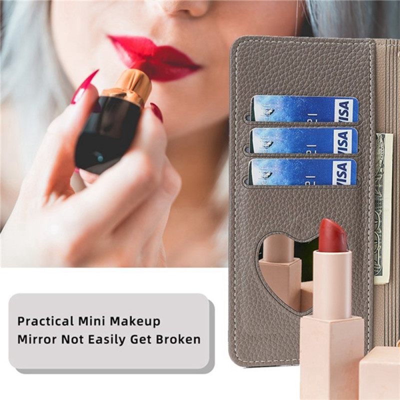 Folio-hoesje Xiaomi Redmi Note 14 Pro 4g Spiegelportemonnee Met Ketting