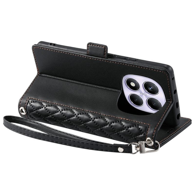 Folio-hoesje Xiaomi Redmi Note 14 Pro 4g Telefoonhoesje Gewatteerd Met Bandje