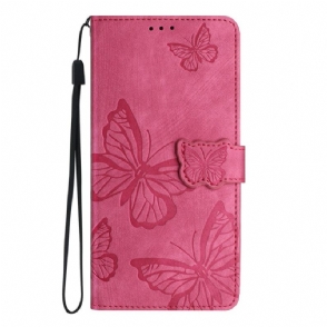 Folio-hoesje Xiaomi Redmi Note 14 Pro 4g Telefoonhoesje Suède-effect Vlinders