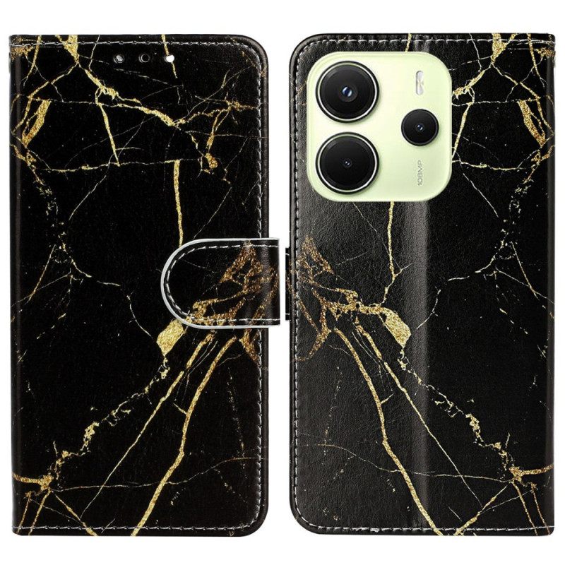 Folio-hoesje Xiaomi Redmi Note 14 Pro 4g Telefoonhoesje Zwart En Goud Marmer