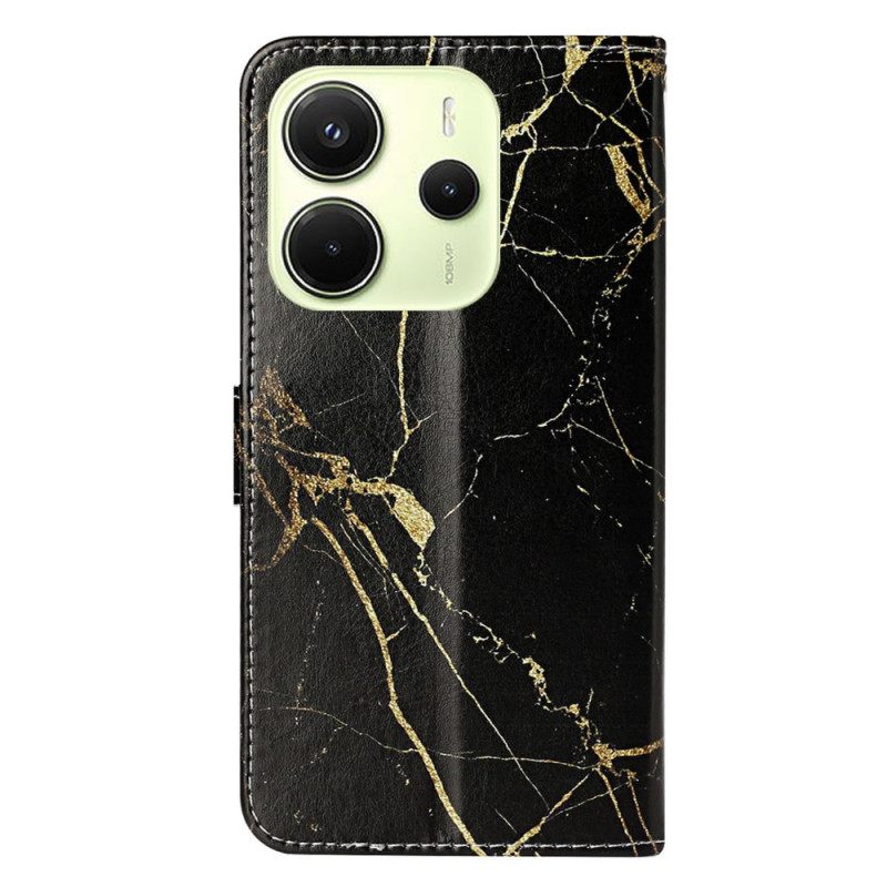 Folio-hoesje Xiaomi Redmi Note 14 Pro 4g Telefoonhoesje Zwart En Goud Marmer