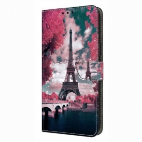 Leren Hoesje Voor Xiaomi Redmi Note 14 Pro 4g Eiffeltoren