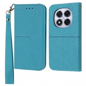 Leren Hoesje Voor Xiaomi Redmi Note 14 Pro 4g Geweven Textuur Met Bandje