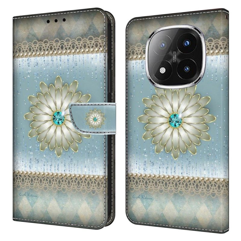 Leren Hoesje Voor Xiaomi Redmi Note 14 Pro 4g Retro Bloemenpatroon