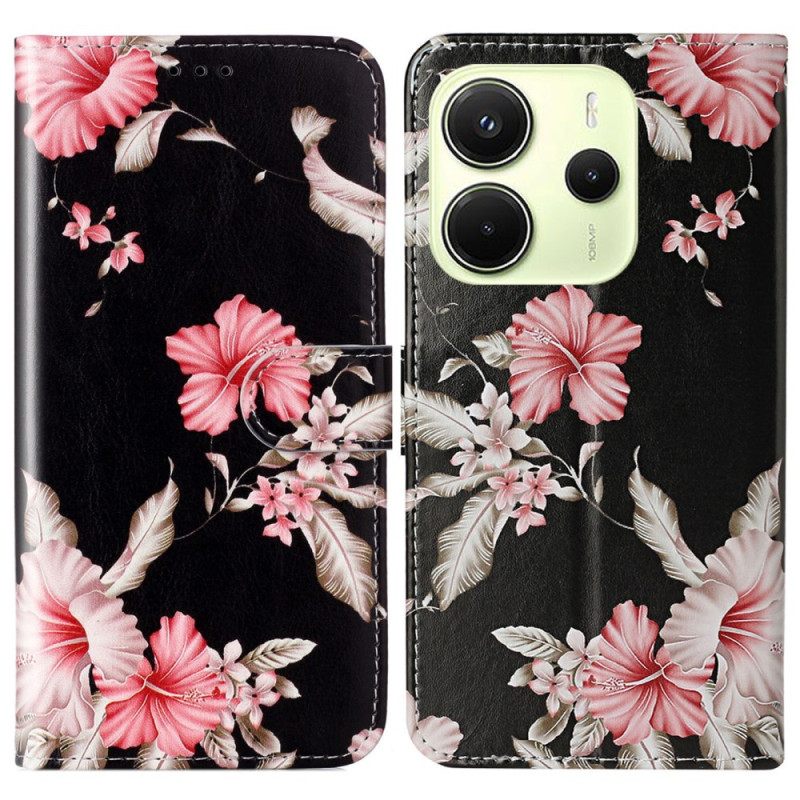 Leren Hoesje Voor Xiaomi Redmi Note 14 Pro 4g Rododendrons