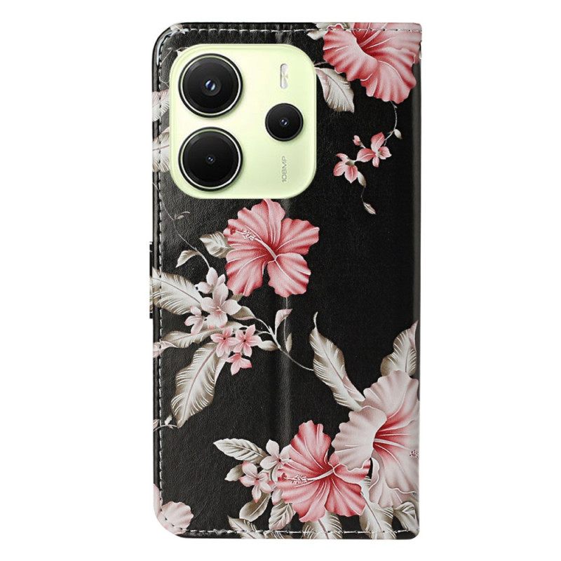 Leren Hoesje Voor Xiaomi Redmi Note 14 Pro 4g Rododendrons