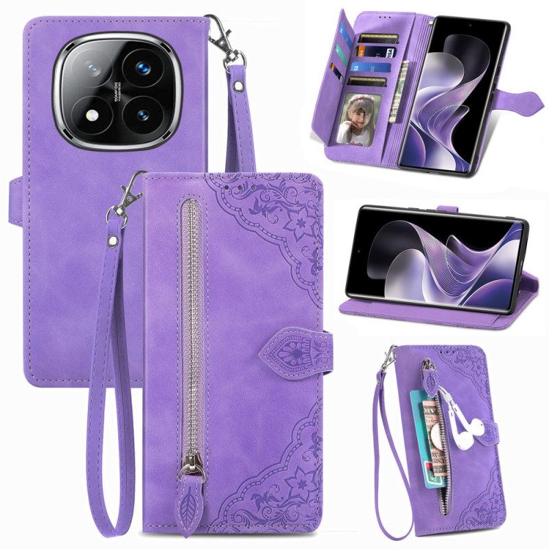 Leren Hoesje Voor Xiaomi Redmi Note 14 Pro 4g Suède Veters Effect