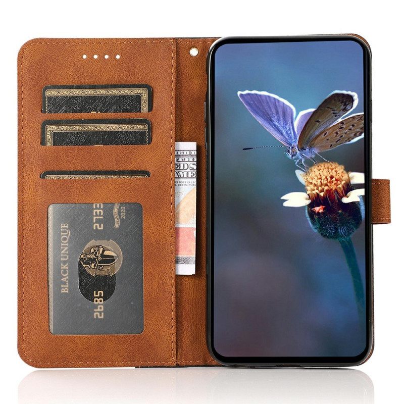 Leren Hoesje Voor Xiaomi Redmi Note 14 Pro 4g Tweekleurig