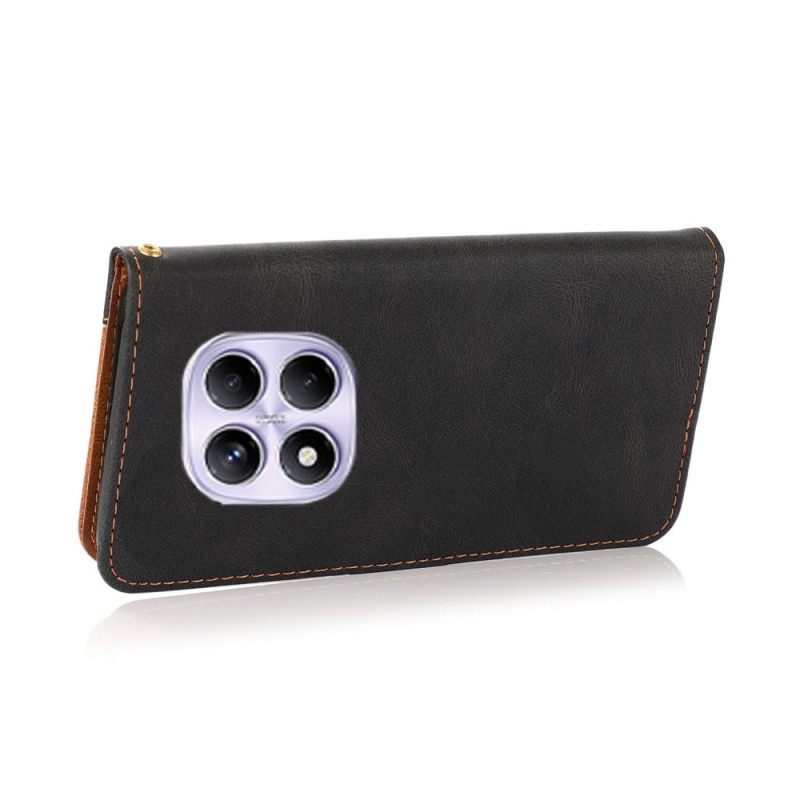 Leren Hoesje Voor Xiaomi Redmi Note 14 Pro 4g Tweekleurig