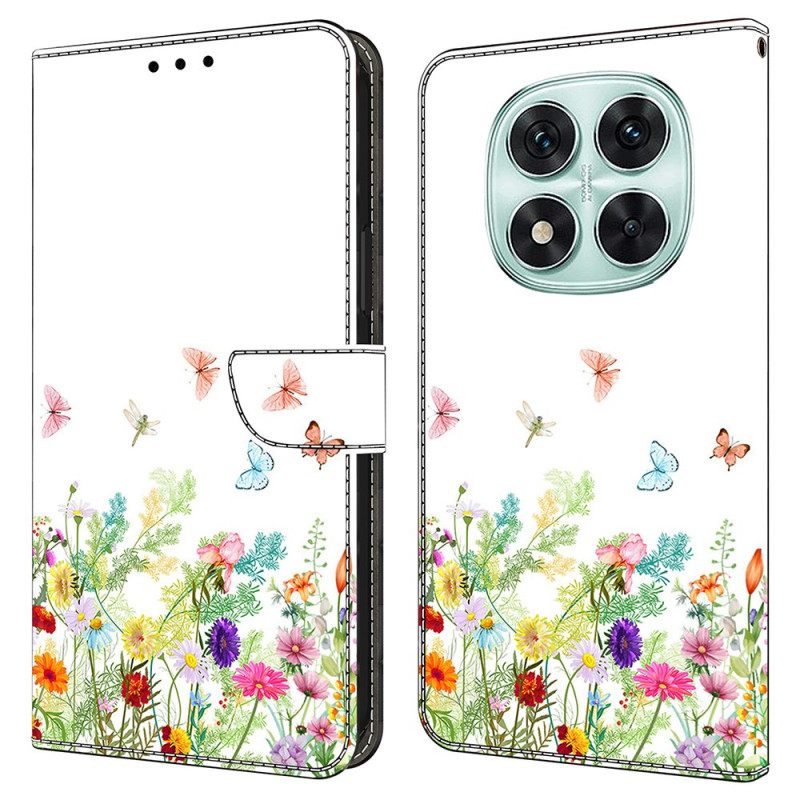 Leren Hoesje Xiaomi Redmi Note 14 Pro 4g Bloeiende Velden Bescherming Hoesje
