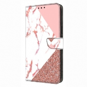 Leren Hoesje Xiaomi Redmi Note 14 Pro 4g Driehoekig Marmer Bescherming Hoesje