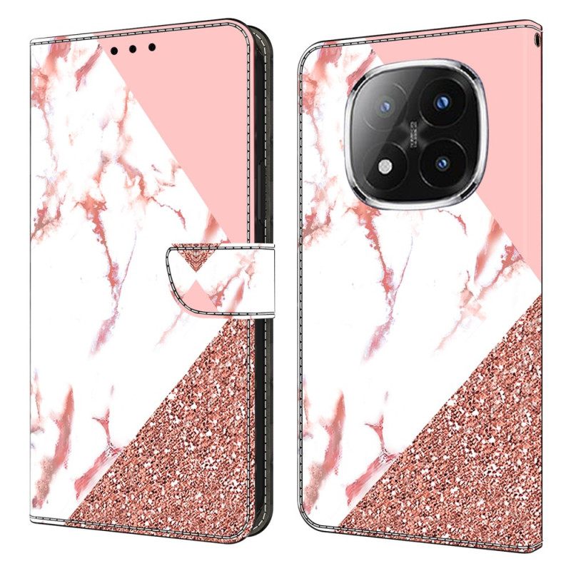 Leren Hoesje Xiaomi Redmi Note 14 Pro 4g Driehoekig Marmer Bescherming Hoesje