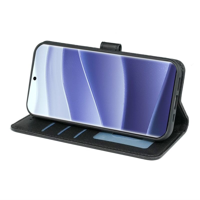 Leren Hoesje Xiaomi Redmi Note 14 Pro 4g Kubusrand En Bandje Bescherming Hoesje