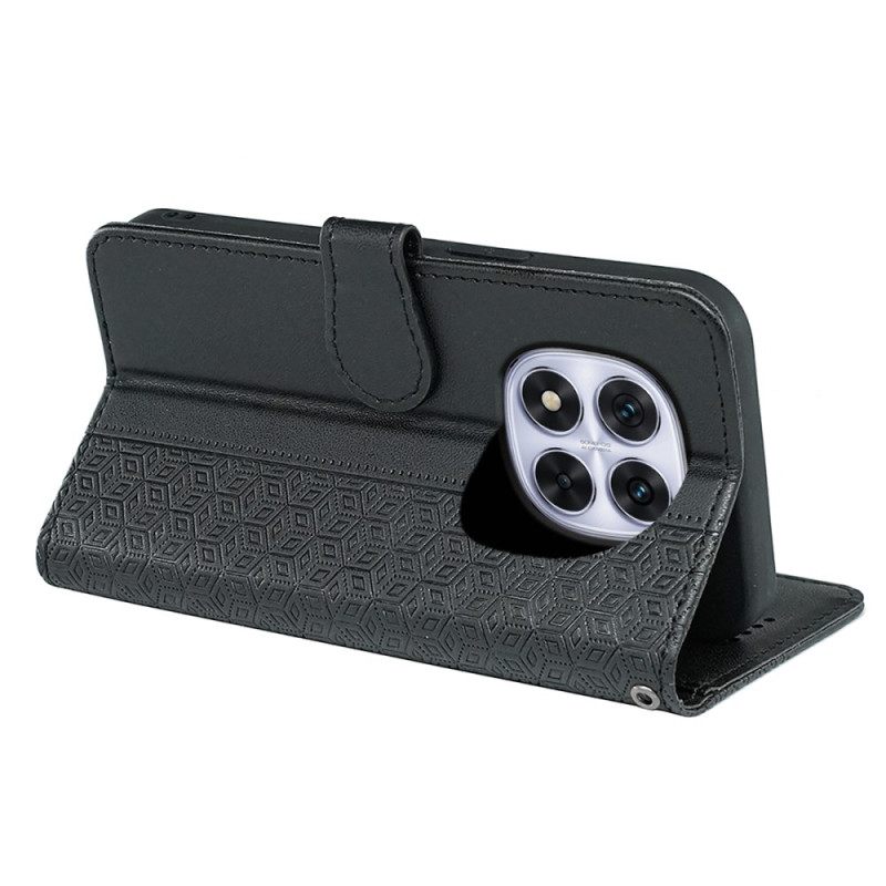 Leren Hoesje Xiaomi Redmi Note 14 Pro 4g Kubusrand En Bandje Bescherming Hoesje