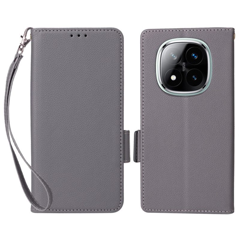 Leren Hoesje Xiaomi Redmi Note 14 Pro 4g Lychee Kunstleren Bandje Bescherming Hoesje