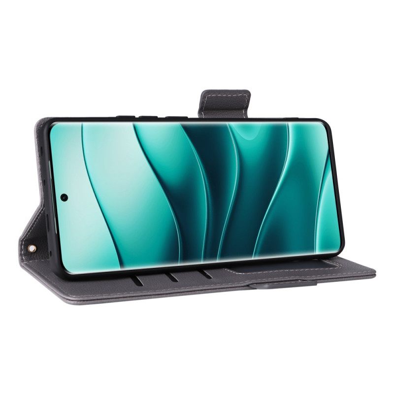 Leren Hoesje Xiaomi Redmi Note 14 Pro 4g Lychee Kunstleren Bandje Bescherming Hoesje