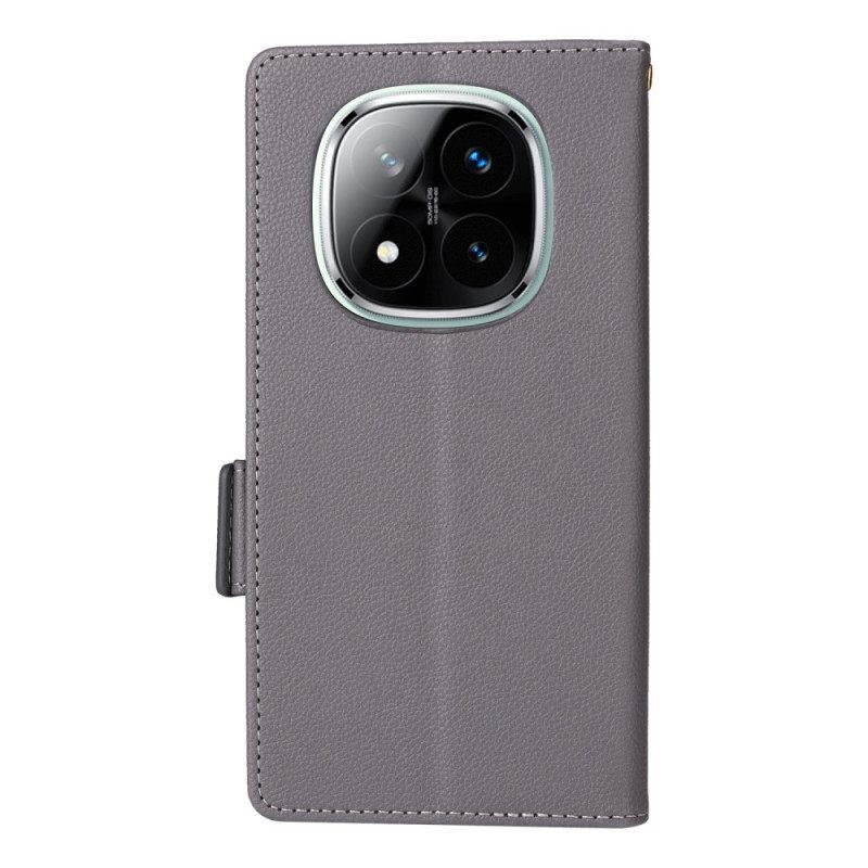 Leren Hoesje Xiaomi Redmi Note 14 Pro 4g Lychee Kunstleren Bandje Bescherming Hoesje