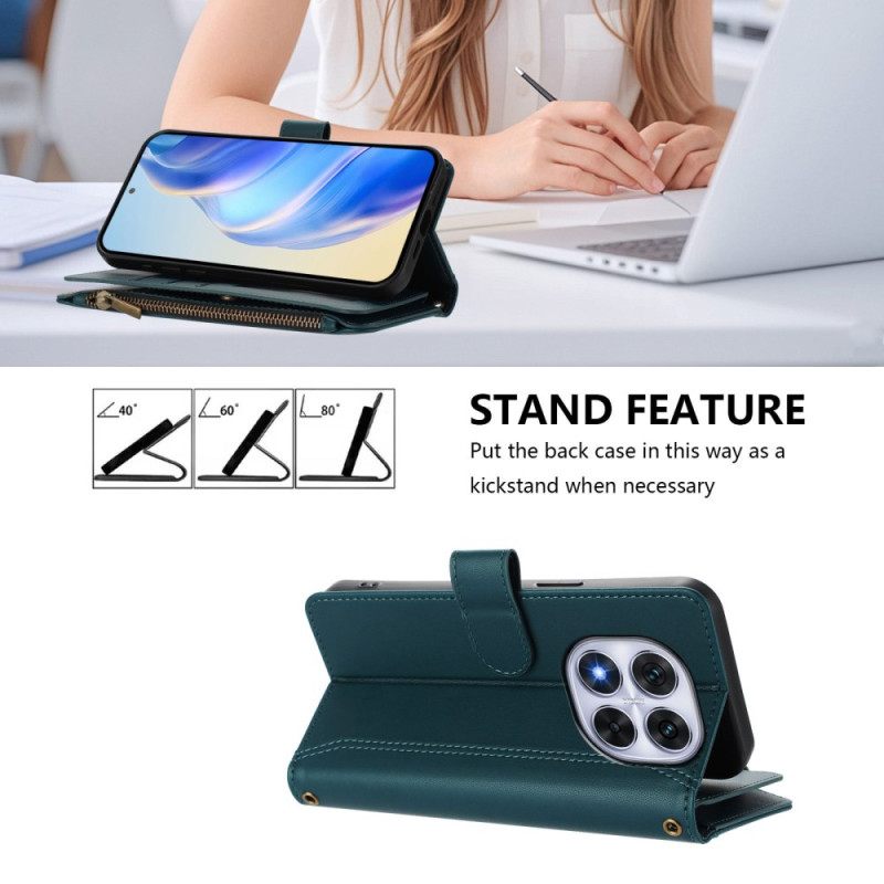 Leren Hoesje Xiaomi Redmi Note 14 Pro 4g Portemonnee Met 9 Kaartsleuven En Koord Bescherming Hoesje