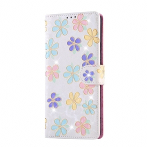 Leren Hoesje Xiaomi Redmi Note 14 Pro 4g Rfid-blokkerend Bloemenpatroon Bescherming Hoesje