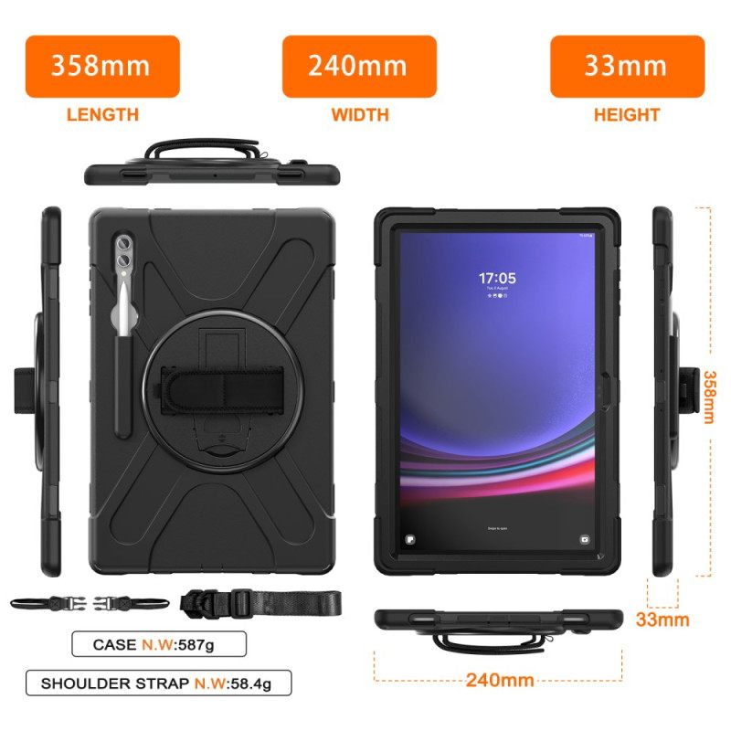 Hoesje Samsung Galaxy Tab S10 Ultra Drievoudige Beschermingsband En Standaard Bescherming Hoesje