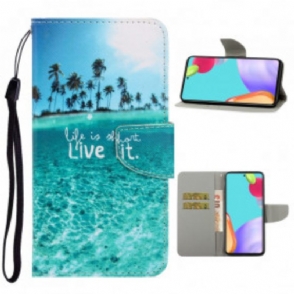 Folio-hoesje voor Samsung Galaxy A52 4G / A52 5G / A52s 5G Met Ketting Leef Het Op Lanyard