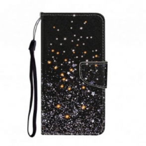 Folio-hoesje voor Samsung Galaxy A52 4G / A52 5G / A52s 5G Sterren En Pailletten Met Lanyard